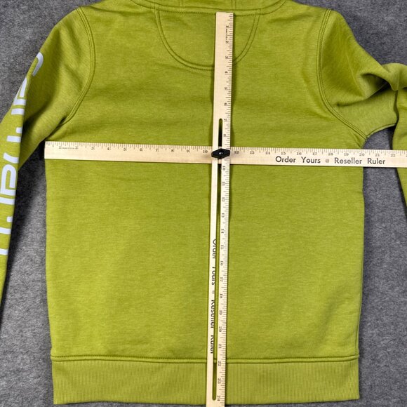 Carhartt Hoodie Womens Small Olive Green Relaxed Fit Midweight Spellout Workwear - Picture 5 of 11